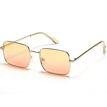 Imagem de JRLLFD Óculos de sol de armação pequena de metal, feminino, masculino, fashion, protetor solar, uv400 (tamanho único/amarelo, laranja)