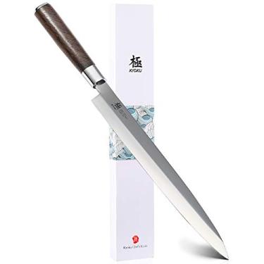 Imagem de KYOKU Samurai Series – Faca japonesa Yanagiba de 26,67 cm – Faca de sushi japonesa superior – Alça de madeira – com capa