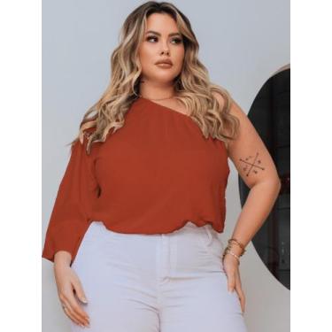 Imagem de Blusa Feminina Plus Size Mula Manca Cropped Bata Ajustável Disfarça Ba