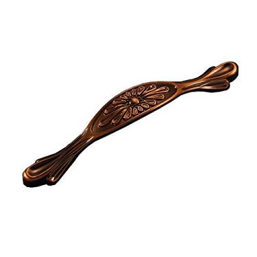 Imagem de Puxadores de portão de ferragens de porta 2 peças puxador esculpido vintage móveis armário guarda-roupa maçaneta de porta retrô (bronze preto 164 mm)