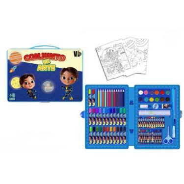 Imagem de Maleta Escolar Estojo De Pintura Colorir Infantil 86 Peças para Menino