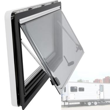 Imagem de Janela inclinada para motorhome, janela de substituição de motorhome, com faixa de fibra de vidro e tecido blackout, para caravana, motorhome, trailer, 1450 × 550 mm