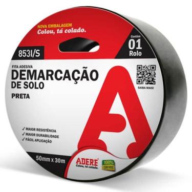 Imagem de Fita de Demarcação de Solo Preta 50mm x 30 Metros - 853 - ADERE