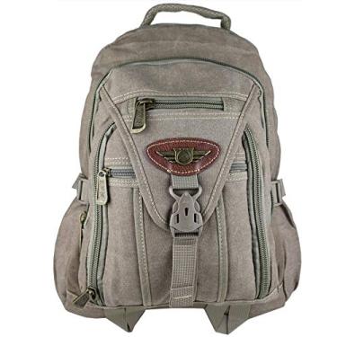 Imagem de Mochila de Lona Resistente Tamanho Grande Comporta Notebook Bege KVN JA9609