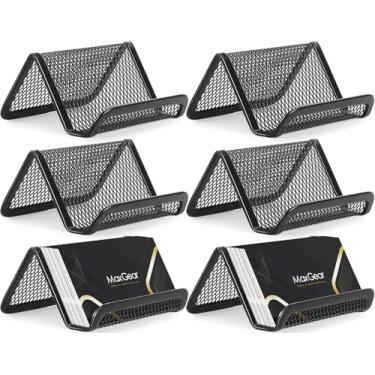 Imagem de MaxGear Suporte de cartão de visita de malha para vários porta-cartões de visita, suporte de cartão de visita, suporte de exibição de cartão de visita, expositor de escritório, pacote com 6
