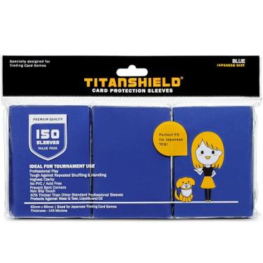 Imagem de TitanShield (Manga 150/azul) Protetor de baralho pequeno tamanho japonês para Yu-Gi-Oh, Cardfight!! Vanguard & More