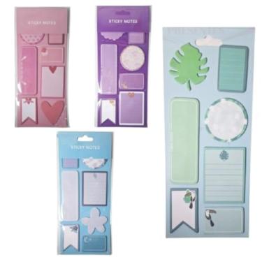 Imagem de Cartela com 7 Blocos de Notas Adesivas 20 folhas cada Bloco de Anotações Coloridas Stick total 140 folhas