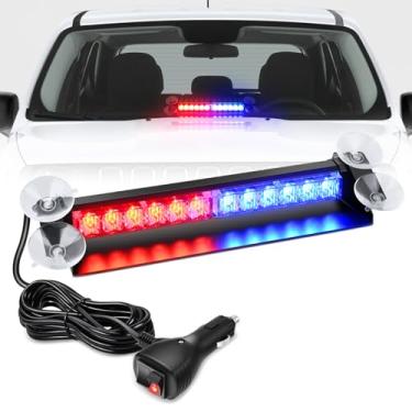 Imagem de Nilight Barra de luz estroboscópica de 12 LEDs, vermelho, azul, aviso de emergência, perigo, segurança, painel, para-brisa dianteiro/traseiro, luzes piscantes para carros, caminhões, polícia, bombeiro