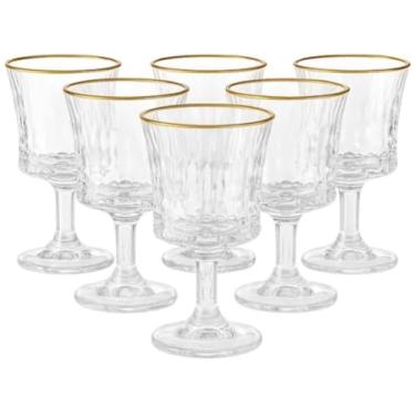 Imagem de Taças para Licor em Vidro, Borda Dourada, 65ml, 10,5 x 5,5 cm