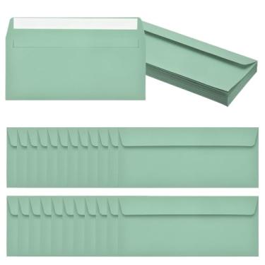 Imagem de PATIKIL Pacote com 24 envelopes de negócios verde grama nº 10, envelopes coloridos autoselados tamanho carta para convites de escritório de correspondência, 10 x 23 cm