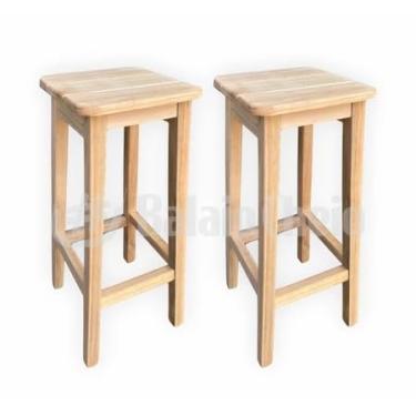 Imagem de Kit 2 Bancos Alto (70cm) de Madeira - Área de Lazer - Cozinha - Balcão (Pré Montada)
