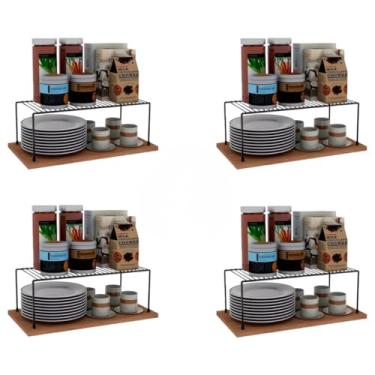 Imagem de Kit Organizador Armário Cozinha Prateleira 4 un 42cm Rose(Preto)