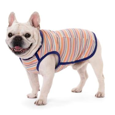 Imagem de Camisetas para cães, camiseta buldogue francês, regata listrada de algodão, camiseta colorida para cães pequenos, colete elástico e respirável, roupas para animais de estimação das quatro estações