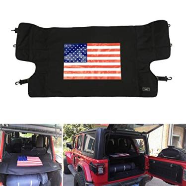 Imagem de Goldfire Capa de carga preta com impressão de bandeira dos EUA JLU 4 portas traseira capa de vinil de carga terno para 2018+ JL Unlimited tampa de tonelada traseira sob capota rígida (bandeira dos