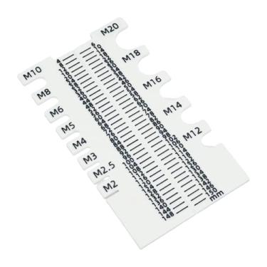 Imagem de YsXoWiui Régua de medição de parafusos M2 - M20 de alta precisão, espessada, portátil, classificadora de roscas, verificadora de roscas, ferramenta prática, Branco