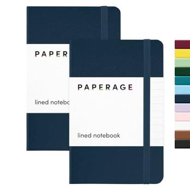 Imagem de PAPERAGE Caderno de bolso forrado, pacote com 2, (azul marinho), 160 páginas, caderno pequeno, 9 cm x 14 cm - papel grosso 100 g/m2, capa dura