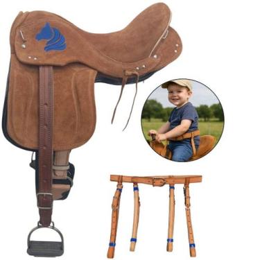 Imagem de Sela Completa Para Criança C/ cinto de Segurança Infantil Para Cavalo 