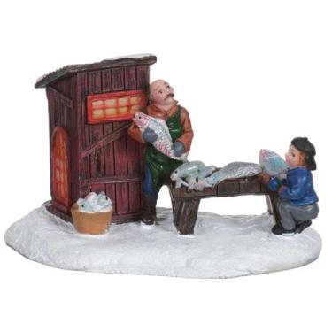 Imagem de Cenário Vila Natalina Pescador Figura De Natal Em Resina - Florarte