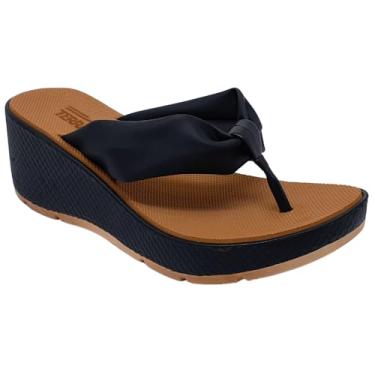 Imagem de Chinelo Tamanco Anabela Feminino Salto Plataforma Medio Palmilha EVA Leve Confortável Terra e Água