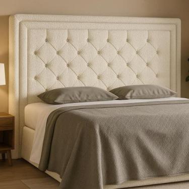 Imagem de Cabeceira para Cama Box Casal 164cm Phili Bouclé Off White - Sallar Ho