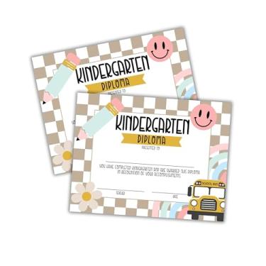 Imagem de Kindergarten Diploma Graduation Certificate Award 30pk 21.6x27.9 cm Tan Checkered End of the Year Superlative Achievement First Day of
