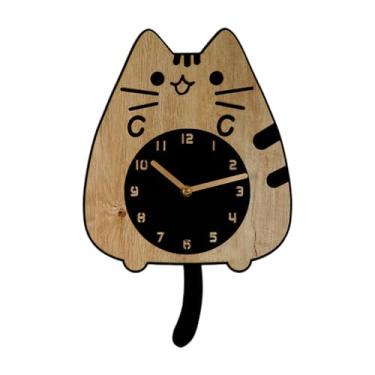 Imagem de BLWOTMOR Relógio de Parede de Gato, Relógio de Parede Pendurado, Desenho Animado, Fofo, Estético, Ornamento de Parede, Relógio Silencioso para Sala de Estar, Q
