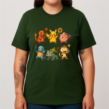 Imagem de Camiseta POKE FLOWERS Tradicional - Basico Basico, P, Marinho