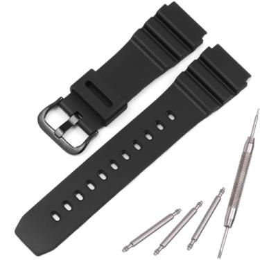 Imagem de Pulseira de silicone para relógio compatível com Casio série MDV106 AMW320R AMW320D pulseira unissex de 22 mm (fivela preta)