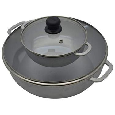 Imagem de IMUSA Conjunto de caldeira de alumínio fundido de 2 peças com tampa de vidro, prata