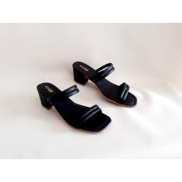 Imagem de Tamanco Feminino Sandália Saltinho Médio Confortável - Rozes Shoes, Pr