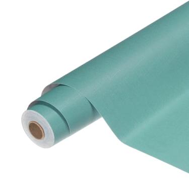 Imagem de HARFINGTON Papel de parede de PVC 55 cm x 500 cm à prova d'água autoadesivo decorativo papel de contato de pano removível para móveis de armário de cozinha e quarto, verde escuro