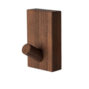 Imagem de Cabide de parede para cabide de madeira de nogueira, ganchos de parede sem perfuração, suporte de armazenamento de quarto, toalha de casa, chave, gancho, chapéu, cabide (marrom)