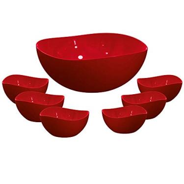 Imagem de Tigela Bowl Saladeira com Pote Sobremesa Vermelho 7 peças