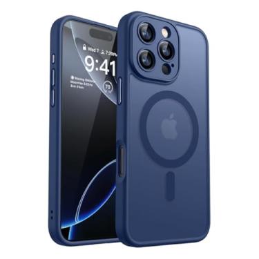 Imagem de Capinha Capa Case Magnética Fosca Translúcida Anti Impacto Slim Botões em Alumínio com Protetor de Câmera Compatível com iPhone (Azul, iPhone 13 Pro Max)