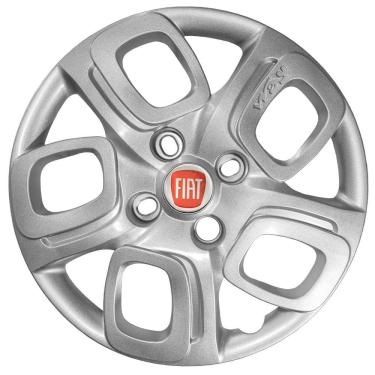 Imagem de Jogo 4 Calotas Aro 14 Emblema Fiat Uno Way Prata