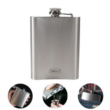 Imagem de Cantil De Bolso Em Inox Frasco Whiskeira Porta Bebida Whisky - Wellmix