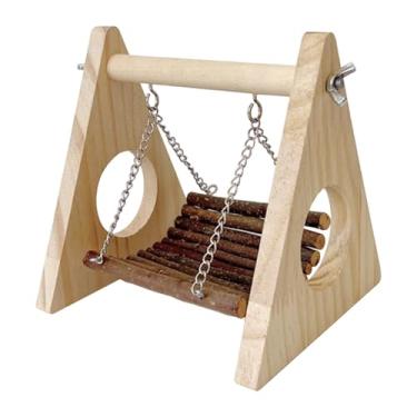 Imagem de Generic Balanço para hamster, decoração de madeira para pendurar em rede, acessórios versáteis e resistentes para gaiola de rato, brinquedo para rato