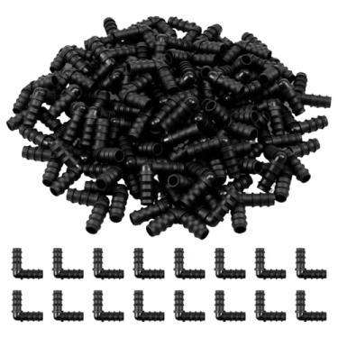 Imagem de 100 peças de encaixe de cotovelo farpado de jardim 1/2 polegada conector de cotovelo de irrigação por gotejamento fácil de instalar para sistema de irrigação de tubulação de 1/2 polegada (preto - 100