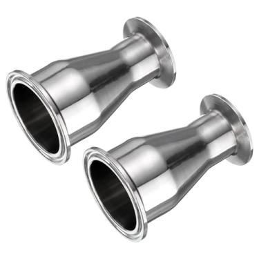Imagem de PATIKIL Encaixe redutor de encaixe sanitário, 2 peças de aço inoxidável 304 tubo de 5.1 cm OD x 1-1/10.2 cm OD 5.1 cm Tri Sanitary Clam 64 mm x 3.8 cm Flange de virola tripla 50,5 mm, prata