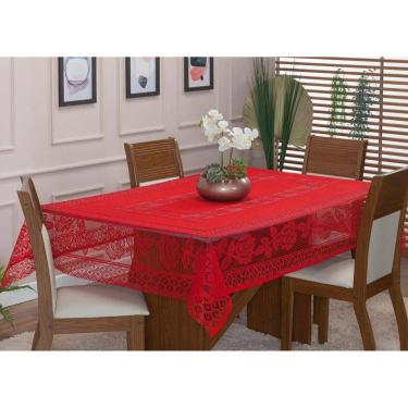 Imagem de Toalha De Mesa De Renda Retangular 2,20M X 1,40M Vermelho
