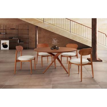 Imagem de Sala de Jantar Redonda 4 Cadeiras 1,35m - Aiko - Espresso Móveis