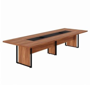 Imagem de Mesa de Reunião 360cm Corporativa 6 Pessoas com Caixa de Tomadas Corpo