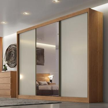 Imagem de Guarda Roupa Casal em MDF com Espelho 3 Portas de Correr Sonetto Novo Horizonte