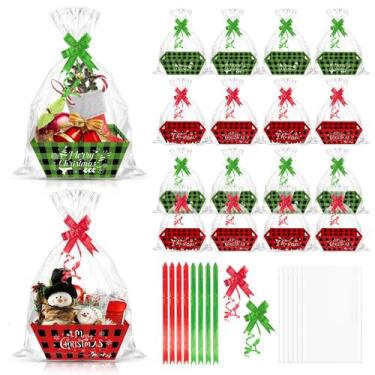 Imagem de Conjunto de cesta de presente de Natal CIEOVO de 24 peças com laços e 
