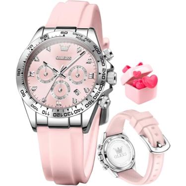 Imagem de OLEVS Relógio feminino moderno ouro rosa diamante analógico quartzo feminino relógios de pulso para mulheres vestido de luxo feminino de aço inoxidável luminoso à prova d'água data data, 5618 - prata