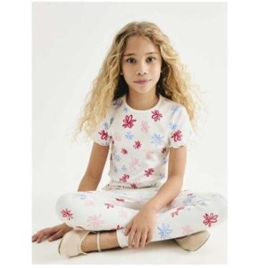 Imagem de Hering Kids Blusa Manga Curta Ribana Branca-Feminino