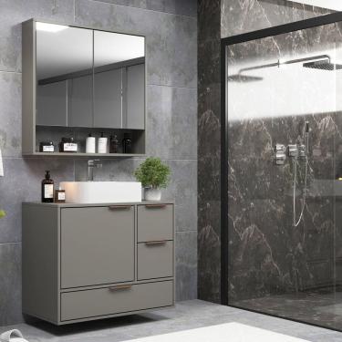 Imagem de Gabinete para Banheiro Modular 801 80cm Prime Yescasa Cimento