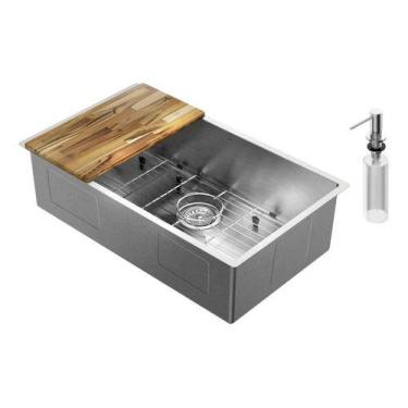 Imagem de Cuba Simples Embutir Sobrepor Com Acessórios Bistrô 70x40x20 Inox Esco