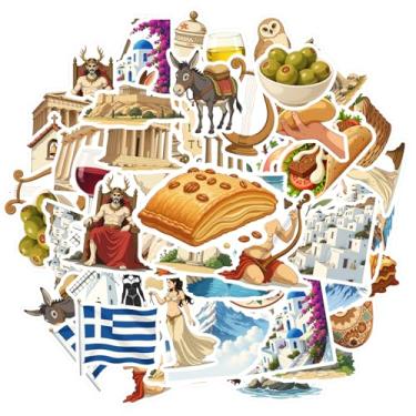 Imagem de 50 peças mitologia grega história arquitetura alimentos animais materiais escolares adesivos de papelaria adesivos arquitetônicos brinquedo para telefone diy guitarra laptop notebook mala copo