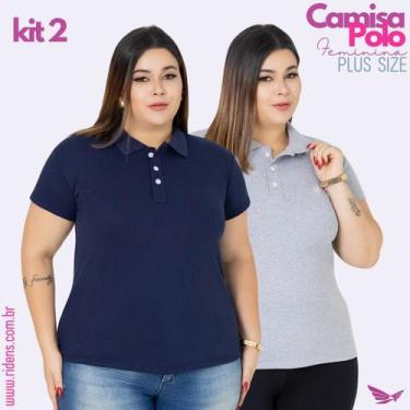 Imagem de Kit 2 Camisa Plus Size Gola Polo Feminina Tecido Premium e Ótimo Acaba